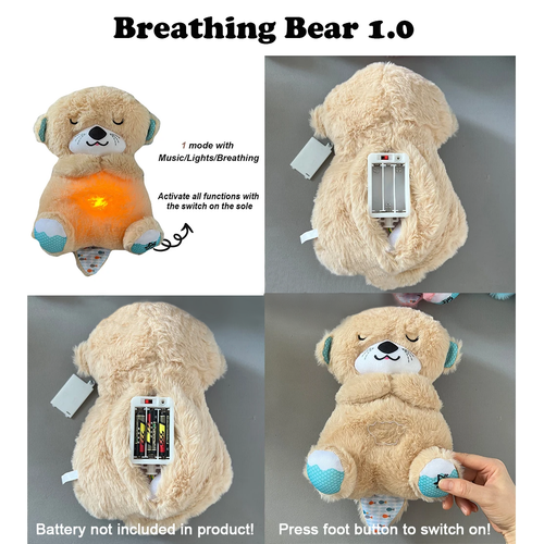 Musical Breathing Teddy with Glowing Heart