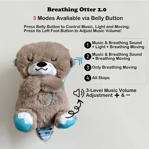 Musical Breathing Teddy with Glowing Heart