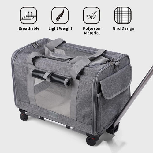 Portable Pet Trolley Case Detachable Dog Travel Carrier Bag