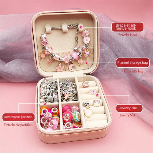 DIY Handmade Bead Bracelet Necklace Set Colorful Acrylic Zinc Alloy Toy