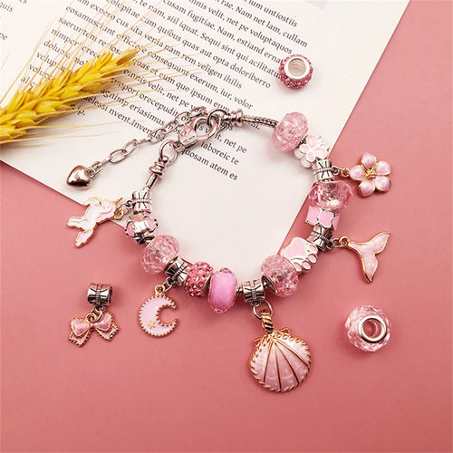 DIY Handmade Bead Bracelet Necklace Set Colorful Acrylic Zinc Alloy Toy