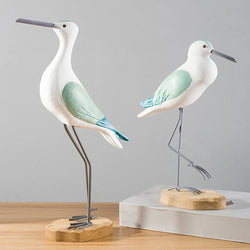 Wooden Desktop Seagull Miniature Figurines Garden Sea Bird Model Craft Bird Statue