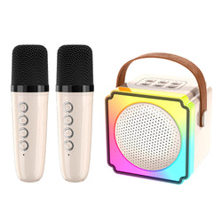 Mini Karaoke Machine Portable Bluetooth Speaker with 2 Wireless Microphones