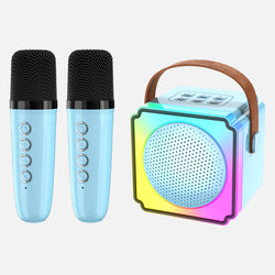 Mini Karaoke Machine Portable Bluetooth Speaker with 2 Wireless Microphones