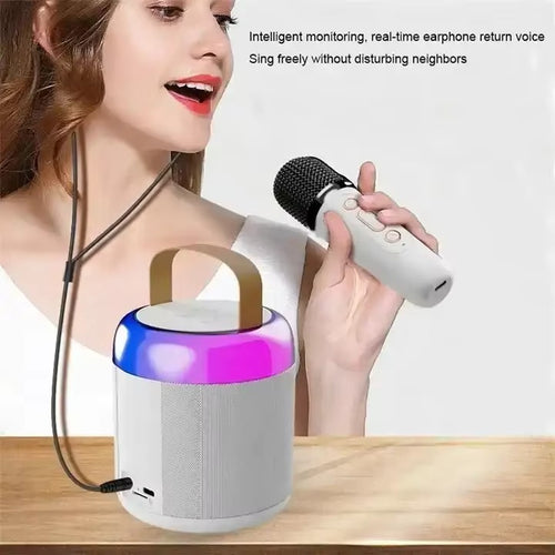 RGB Light Wireless Microphone Mini Speaker Karaoke Singing Machine