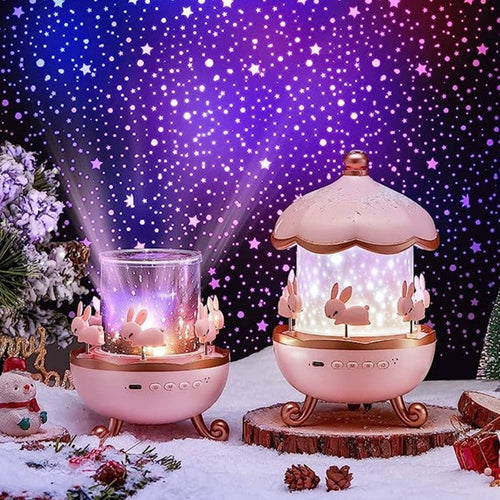 Rechargeable Star Projector Light - Rotatable Rabbit Night Lamp Gift