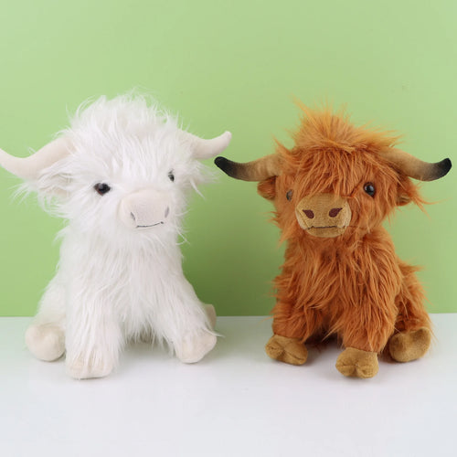 Highland Cow Plush Toy Soft Stuffed Animal Toy Lifelike Cow Kawaii Gift