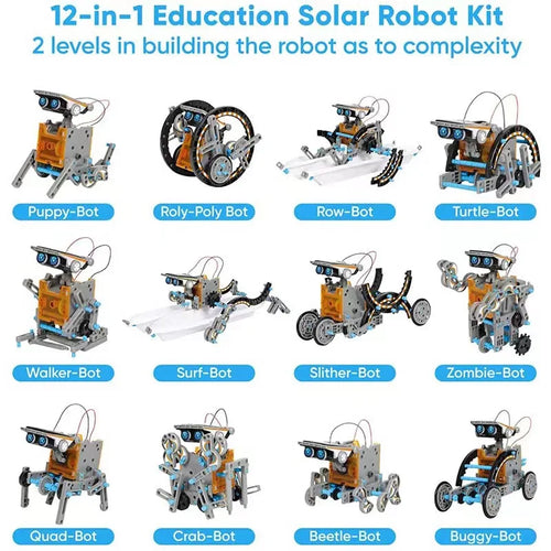 12 in 1 DIY Solar Robot Kit Building Blocks High-Tech Assemble Bricks