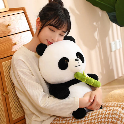 Panda Plush Toys Cute Panda Bears with Bamboo