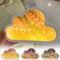 Diy Cloud Tulip Night Light Handmade Led Mirror Lamp 2 In1 Tulips Flowers Mirror