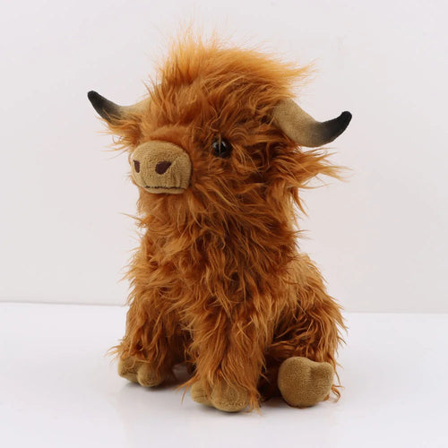 Highland Cow Plush Toy Soft Stuffed Animal Toy Lifelike Cow Kawaii Gift