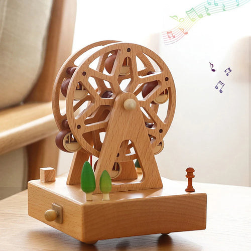 Wooden Music Box Castle Carousel Musical Box Gift