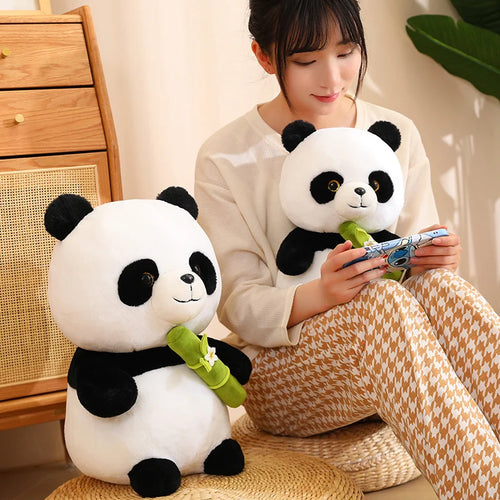 Panda Plush Toys Cute Panda Bears with Bamboo