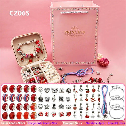 DIY Handmade Bead Bracelet Necklace Set Colorful Acrylic Zinc Alloy Toy